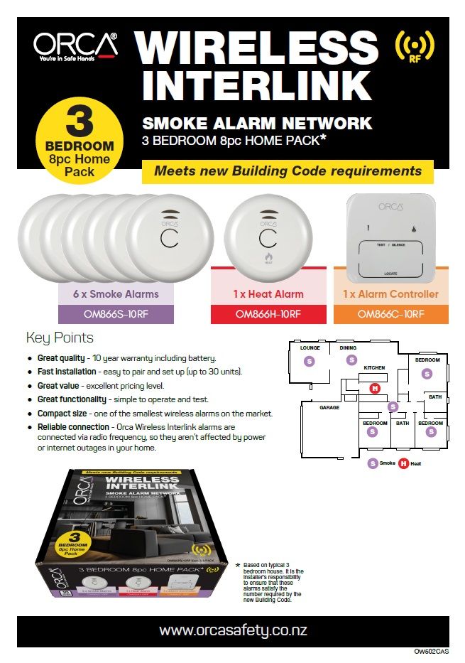 Orca Smoke Alarm 3 Bedroom Home Pack