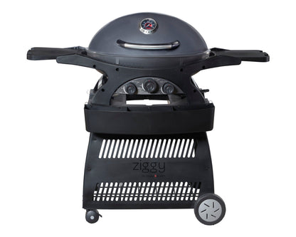Ziggy By Ziegler & Brown Triple Grill LPG Classic On Cart (Gunmetal Grey)