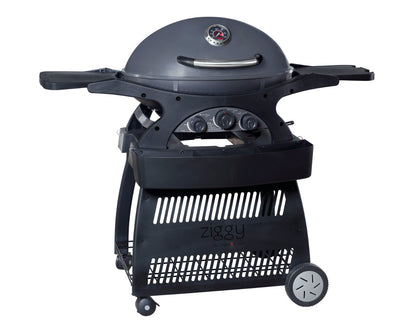 Ziggy By Ziegler & Brown Triple Grill LPG Classic On Cart (Gunmetal Grey)
